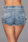J10BL Buckled Down Denim Shorts - Medium Wash